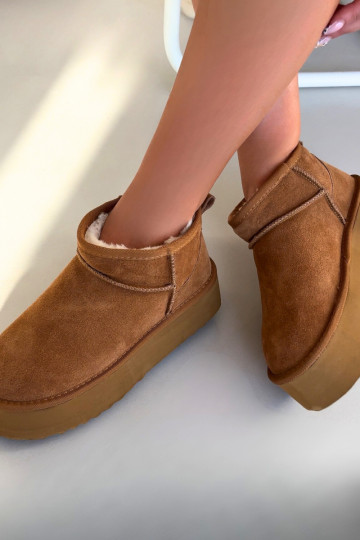 Botas femininas marrons para neve de camurça sintética Irene 2