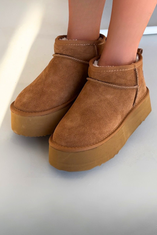 Botas de neve FemininoHabilitadoturalnego de camurçau cor marrom Tem que serirene