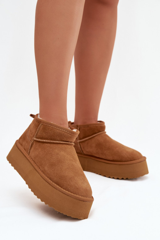 Botas de neve FemininoHabilitadoturalnego de camurçau cor marrom Tem que serirene