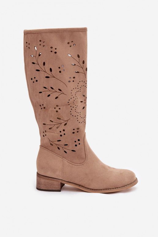 com elementos abertos botas femininas Klocke cor cáqui Helinna