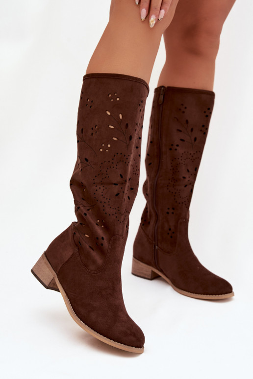 com elementos abertos botas femininas Klocke CzekoladoParae Helinna