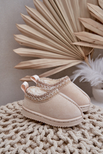 Botas de neve infantis com plataforma, forradas com pele, na cor marfim Vilabria