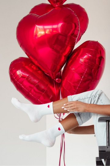 Meias Feminino Drobne Serduszko cor branca