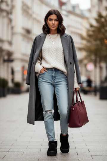 Botas femininas pretas para neve de camurça sintética Irene 2