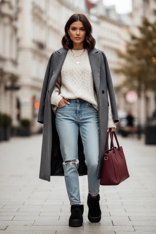 Botas femininas pretas para neve de camurça sintética Irene