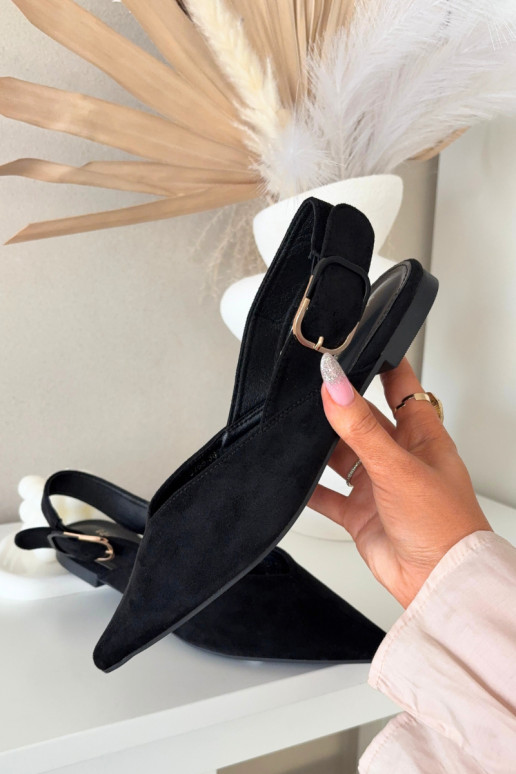 Bailarinas Feminino com fivelas cor preta Tanelia