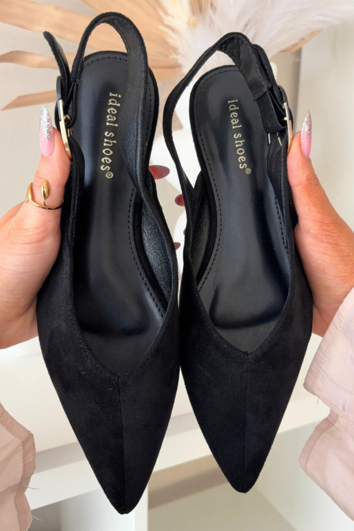 Bailarinas Feminino com fivelas cor preta Tanelia