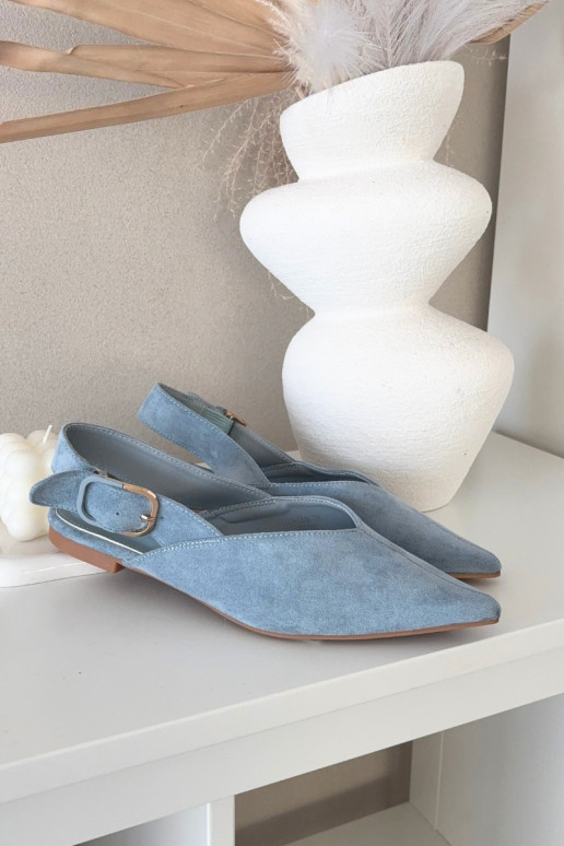 Bailarinas Feminino com fivelas cor azul Tanelia