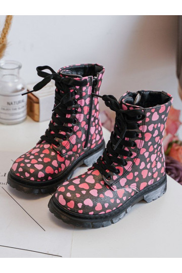 Botas infantis aquecidas com zíper nas cores preta e rosa Dolida