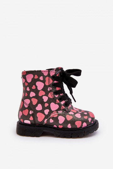 Botas infantis aquecidas com zíper nas cores preta e rosa Dolida 2