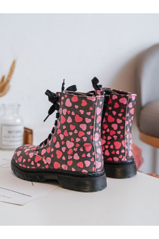 aquecimento Botas Infantil com zíperes Preto e-cor rosa Dolida
