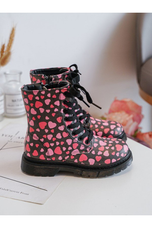 aquecimento Botas Infantil com zíperes Preto e-cor rosa Dolida