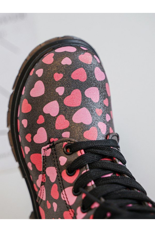 aquecimento Botas Infantil com zíperes Preto e-cor rosa Dolida