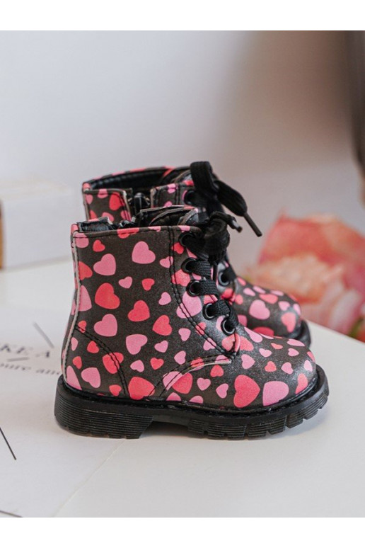 aquecimento Botas Infantil com zíperes Preto e-cor rosa Dolida