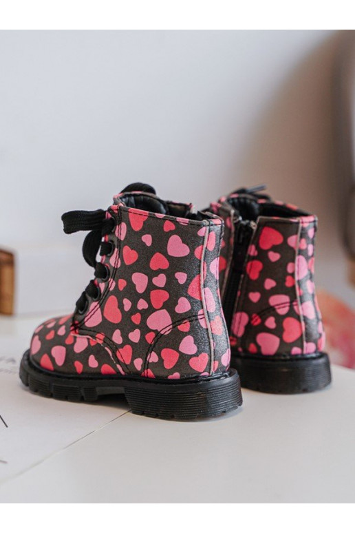 aquecimento Botas Infantil com zíperes Preto e-cor rosa Dolida