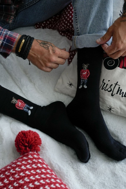 Meias masculinas ursinhos de pelúcia EM SParaeterku cor preta