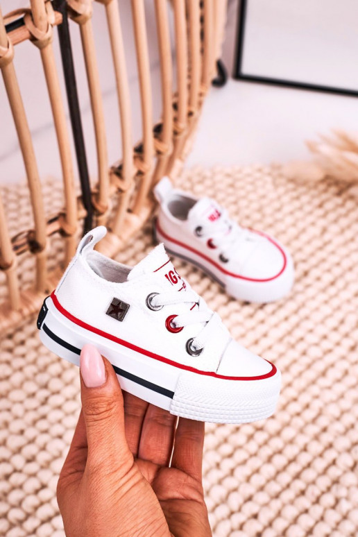 Infantil À modalo clássico tênis de sola plana BIG STAR HH374193 cor branca