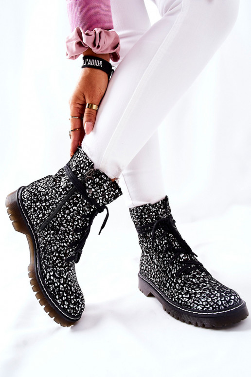 Sapatos marrons femininos Tem que serciejka Preto e-cor branca 01609-48