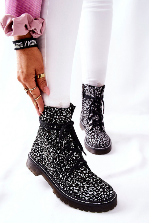 Sapatos marrons femininos Tem que serciejka Preto e-cor branca 01609-48