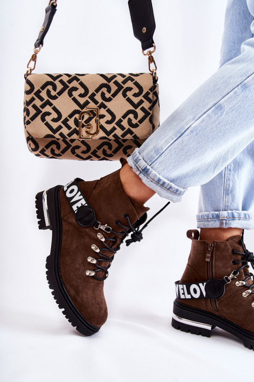 de camurça aquecimento Botas com alças marrom escuro Aurelio