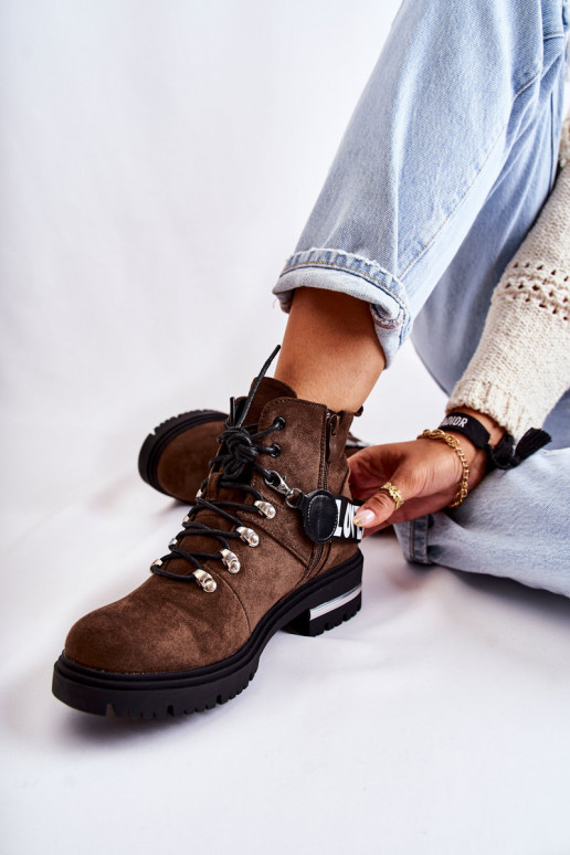 de camurça aquecimento Botas com alças marrom escuro Aurelio