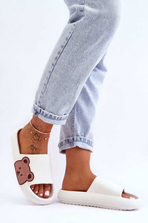 Chinelos leves com urso cor branca Parisso