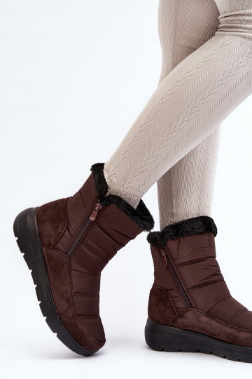 Feminino Botas de neve com um casaco de pele cor marrom Primose