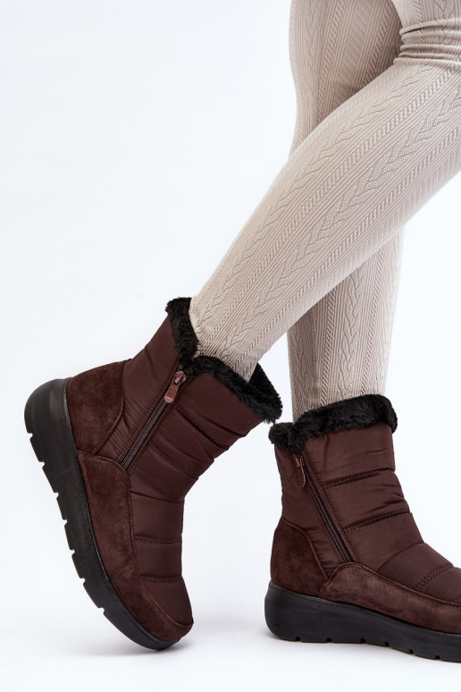 Feminino Botas de neve com um casaco de pele cor marrom Primose