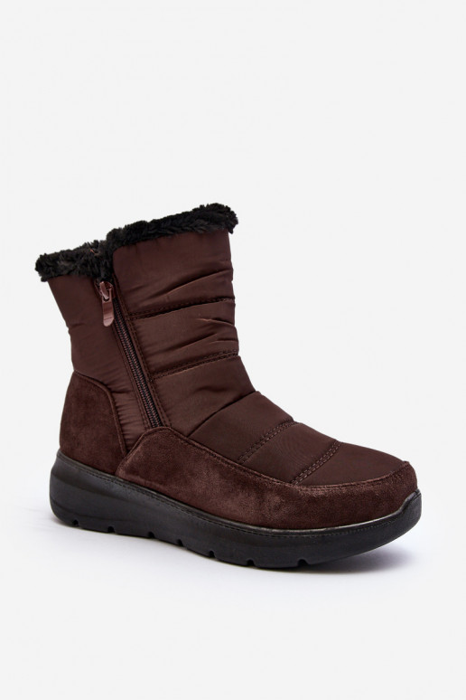 Feminino Botas de neve com um casaco de pele cor marrom Primose