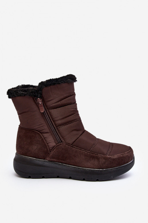 Feminino Botas de neve com um casaco de pele cor marrom Primose