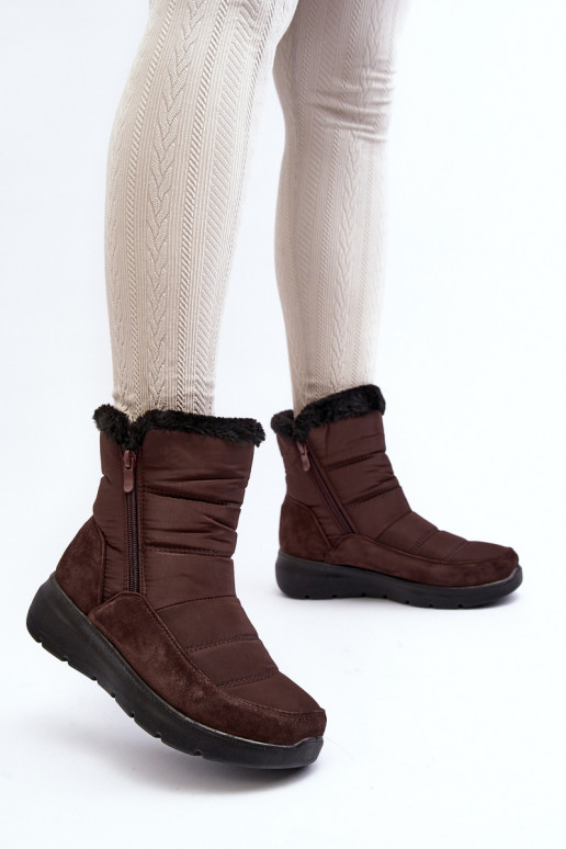 Feminino Botas de neve com um casaco de pele cor marrom Primose