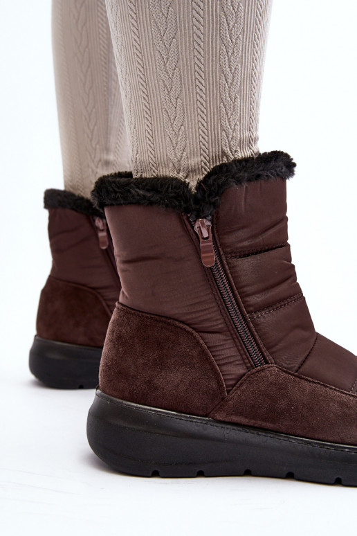 Feminino Botas de neve com um casaco de pele cor marrom Primose