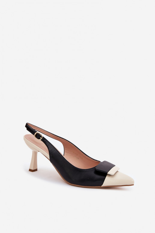 Estilo elegante sapatos de salto alto com enfeites Eko Pele cor preta Ottoles