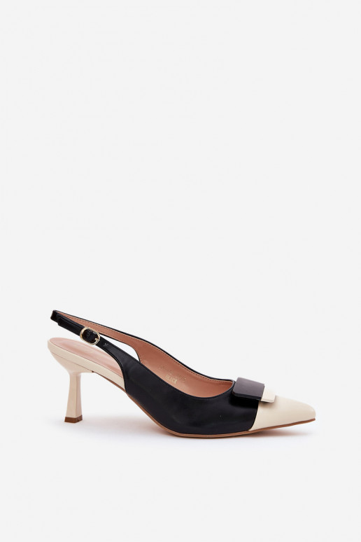 Estilo elegante sapatos de salto alto com enfeites Eko Pele cor preta Ottoles