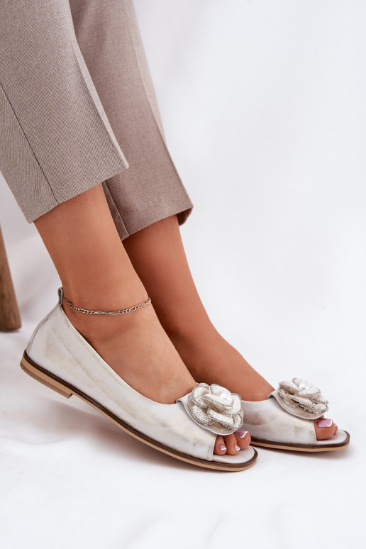 BailarinasOdkrytymi Palcami I Uma flor Zazoo 1870 cor dourada Przecierany