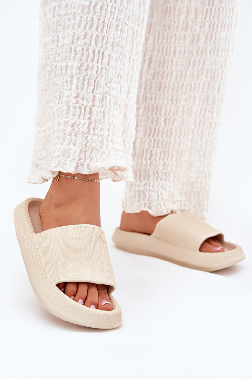 Feminino Chinelos de espuma leves Em uma sola grossa bege Querceria