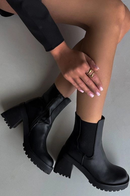 Botas femininas elegantes com salto cor preta Thalira