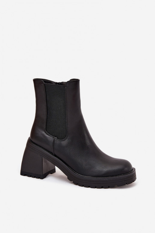 Botas femininas elegantes com salto cor preta Thalira