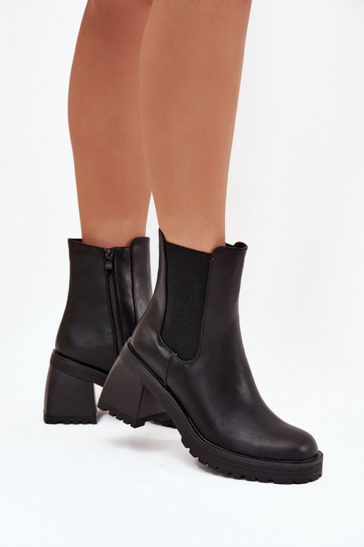 Botas femininas elegantes com salto cor preta Thalira