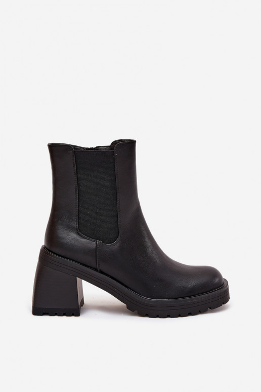 Botas femininas elegantes com salto cor preta Thalira