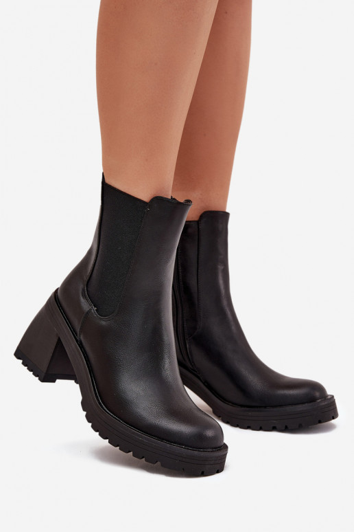 Botas femininas elegantes com salto cor preta Thalira
