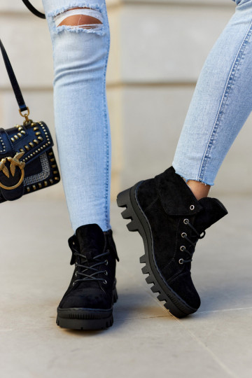 de camurça Primavera Botas sapato com alças cor preta Dalles