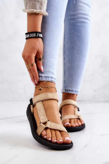 Feminino de camurça Estilo esportivo sandálias bege Harris 2