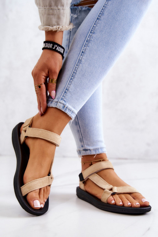 Feminino de camurça Estilo esportivo sandálias bege Harris