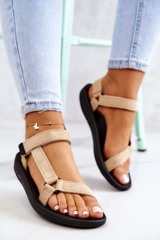 Feminino de camurça Estilo esportivo sandálias bege Harris