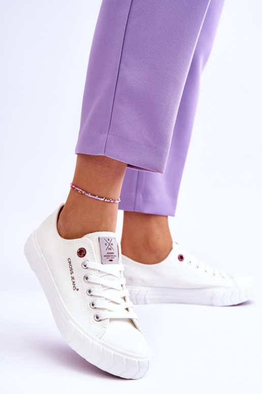 À modalo clássico Sapatos femininos Cross Jeans LL2R4052 cor branca