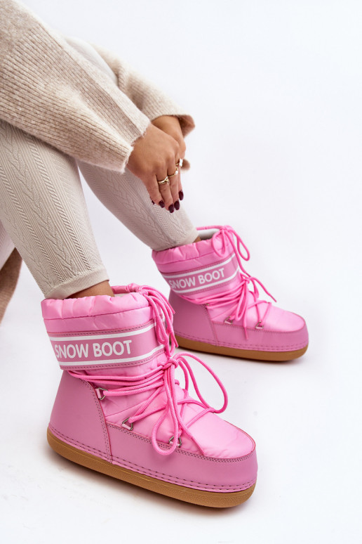 Feminino Botas de inverno com cadarços cor rosa Soia