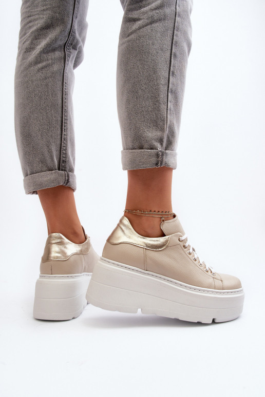 Zazoo 10165 tênis Feminino com uma plataforma bege