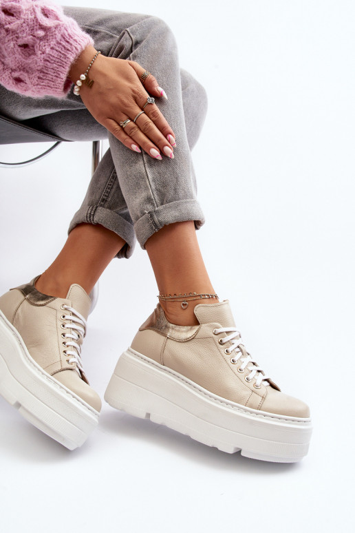 Zazoo 10165 tênis Feminino com uma plataforma bege