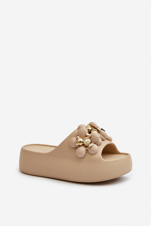 Feminino Chinelos Chinelos leves com lindos detalhes Em uma sola grossa bege Bremavia